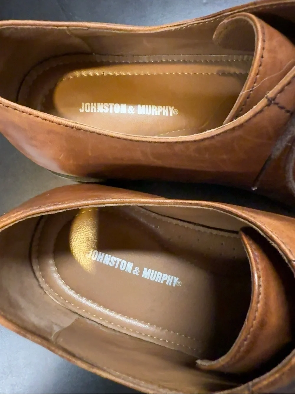 Johnston & Murphy Men’s 9 M Cognac Leather Derby Dress Shoes Lace Up Oxford
